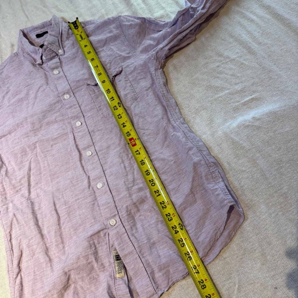 J.Crew Button Down Shirt Mens Medium Purple Baird McNutt Irish Linen Slim Fit - Picture 5 of 7